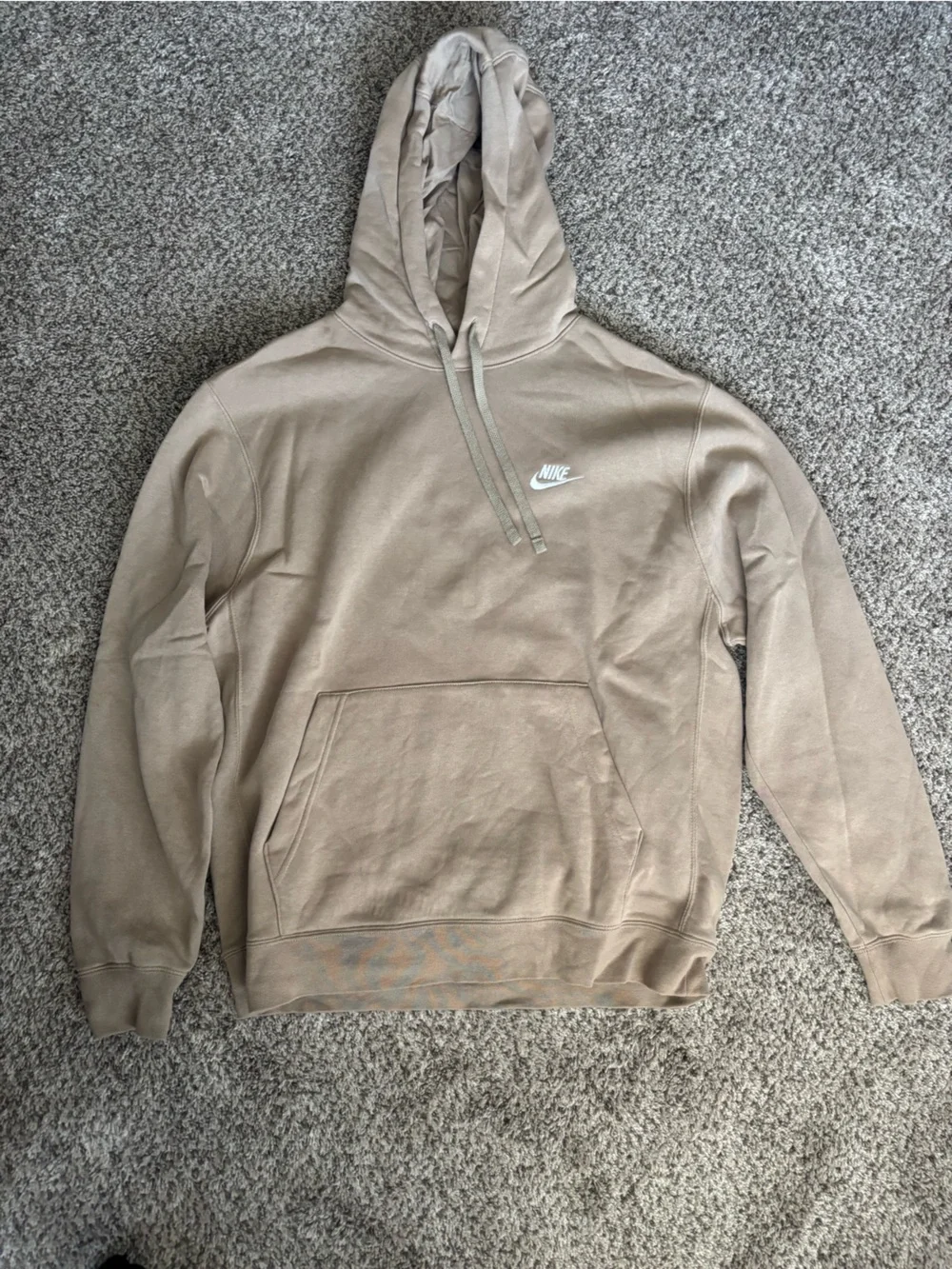 Nike Beige/Tan Pullover Hoodie with White Logo
